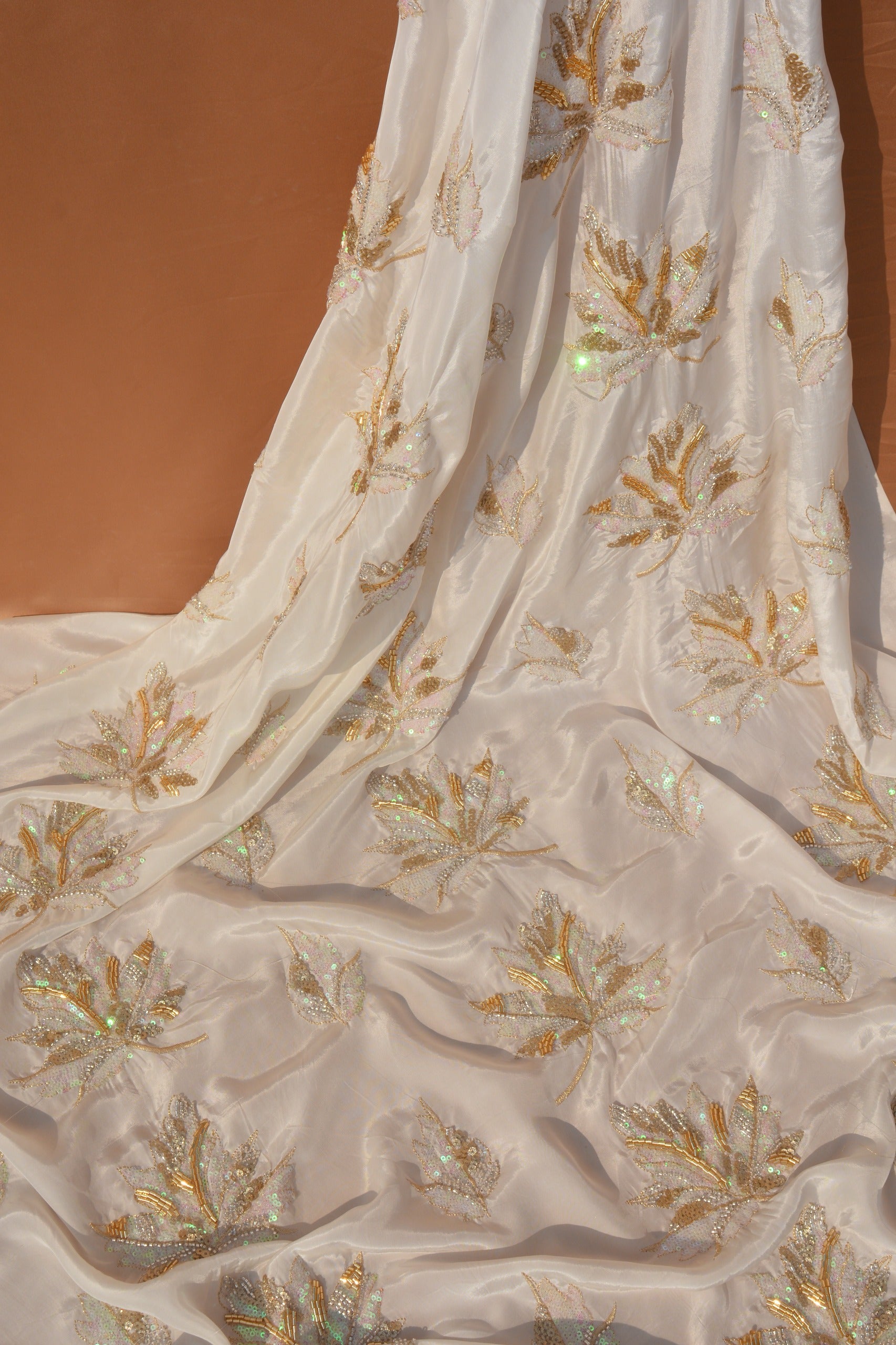 Pure Silk 3D Embroidered  (Dyeable)