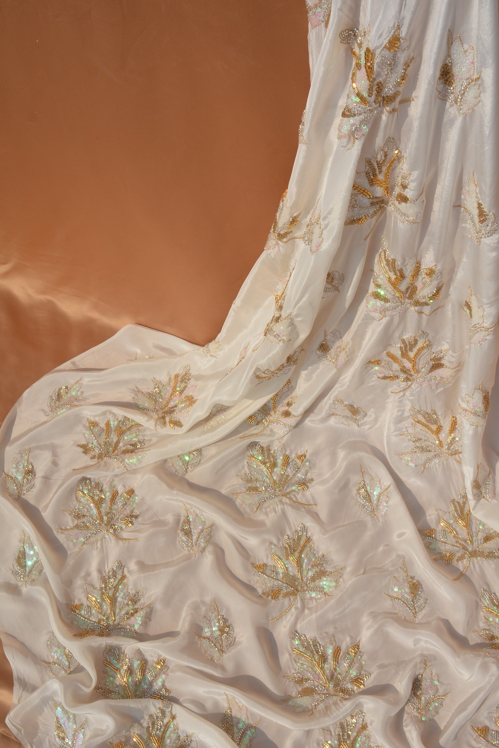 Pure Silk 3D Embroidered  (Dyeable)