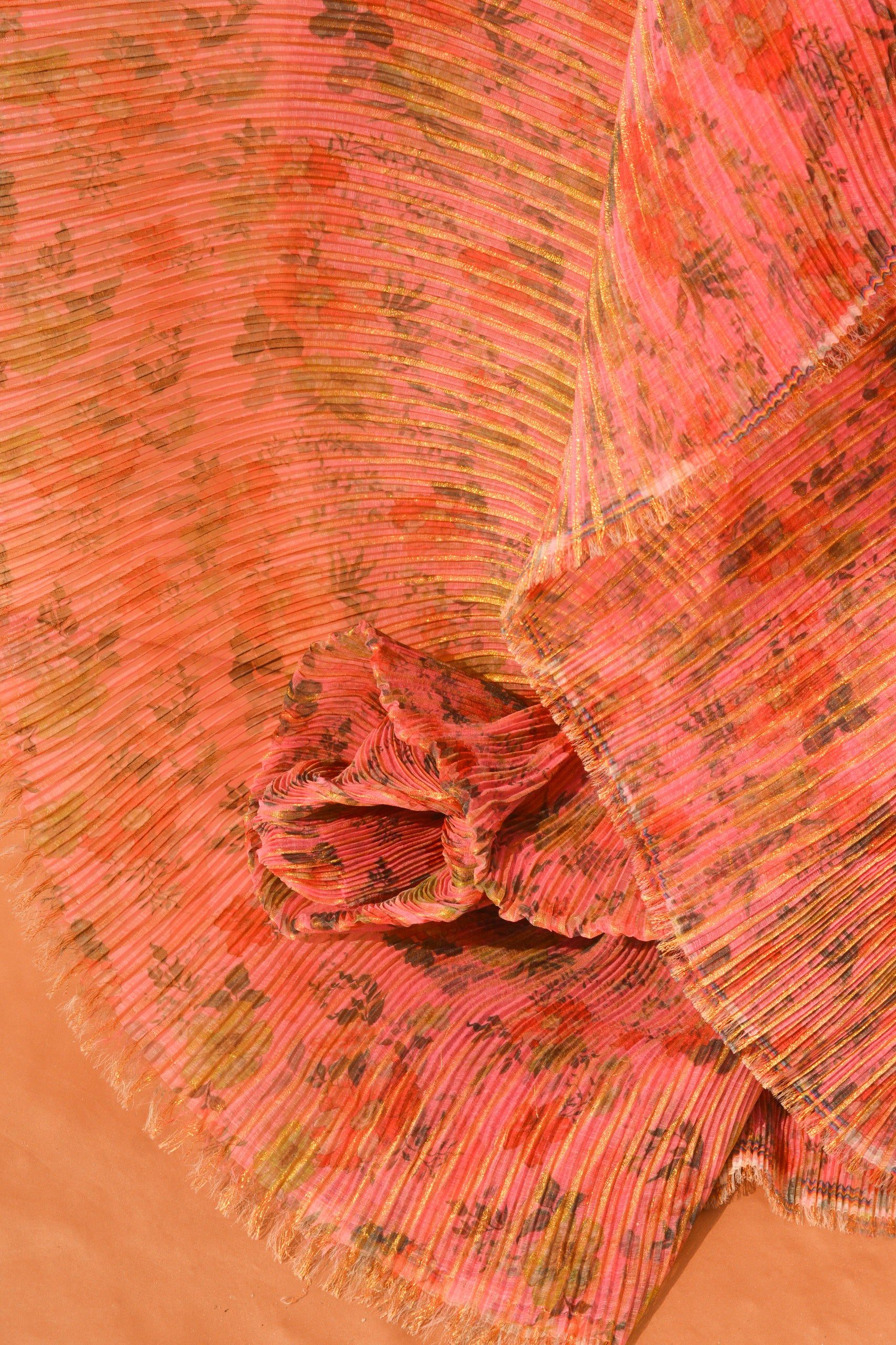 Printed Lurex-Infused Crinkle Chiffon