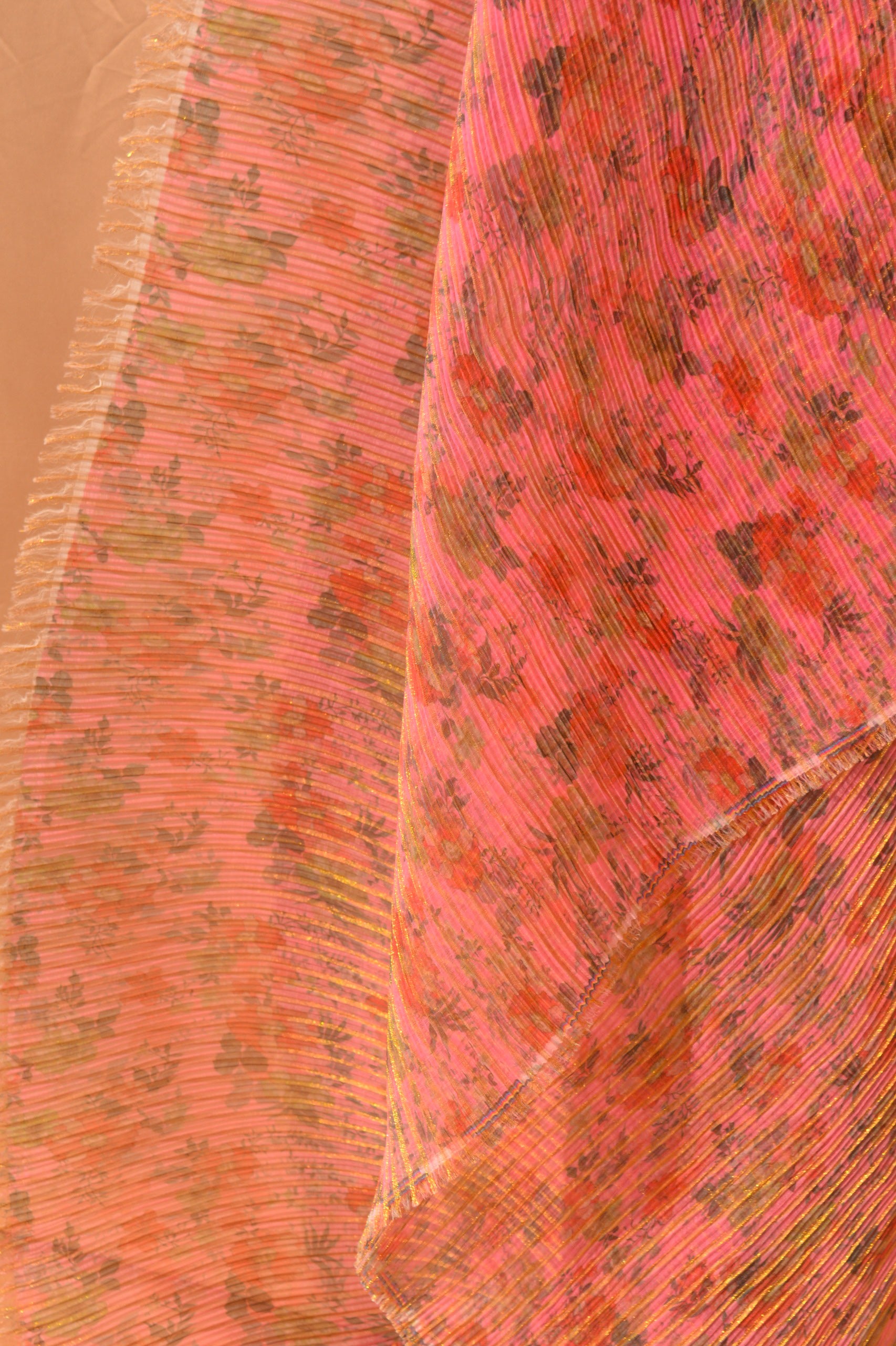 Printed Lurex-Infused Crinkle Chiffon