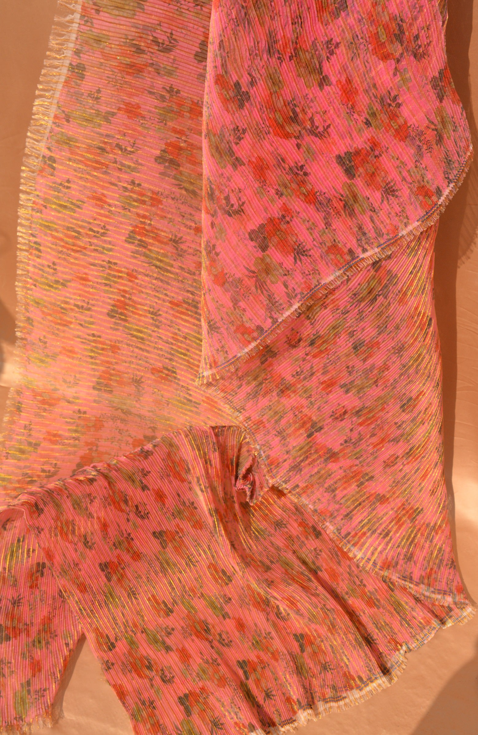 Printed Lurex-Infused Crinkle Chiffon