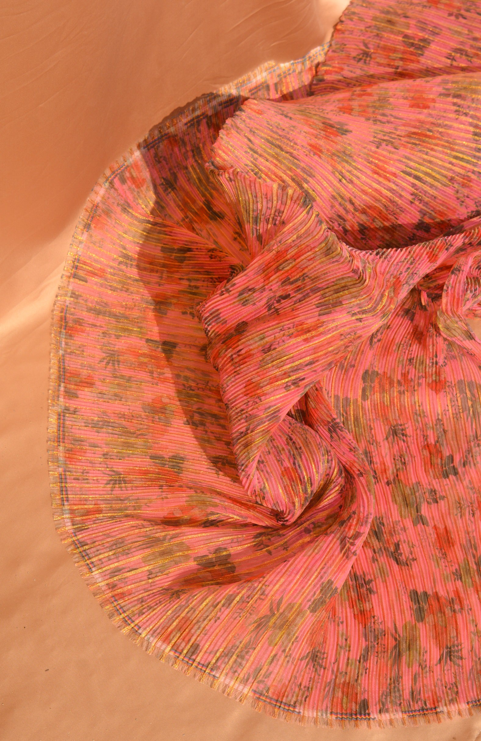 Printed Lurex-Infused Crinkle Chiffon