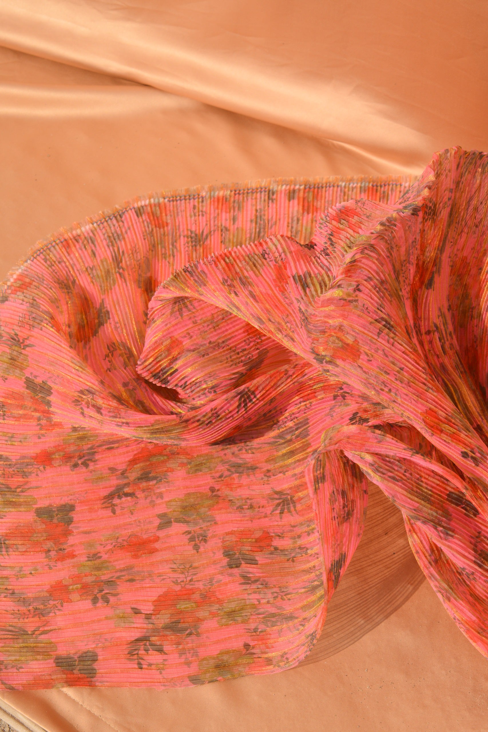 Printed Lurex-Infused Crinkle Chiffon