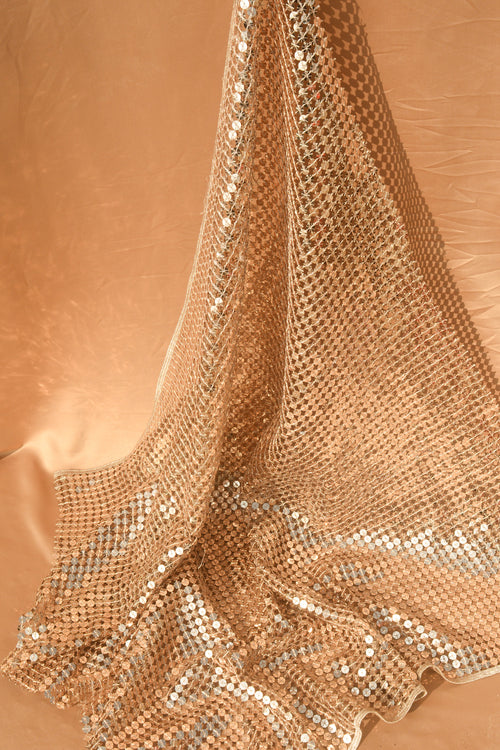 Interlocking Sequin Mesh Fabric: Metallic Sequin Web