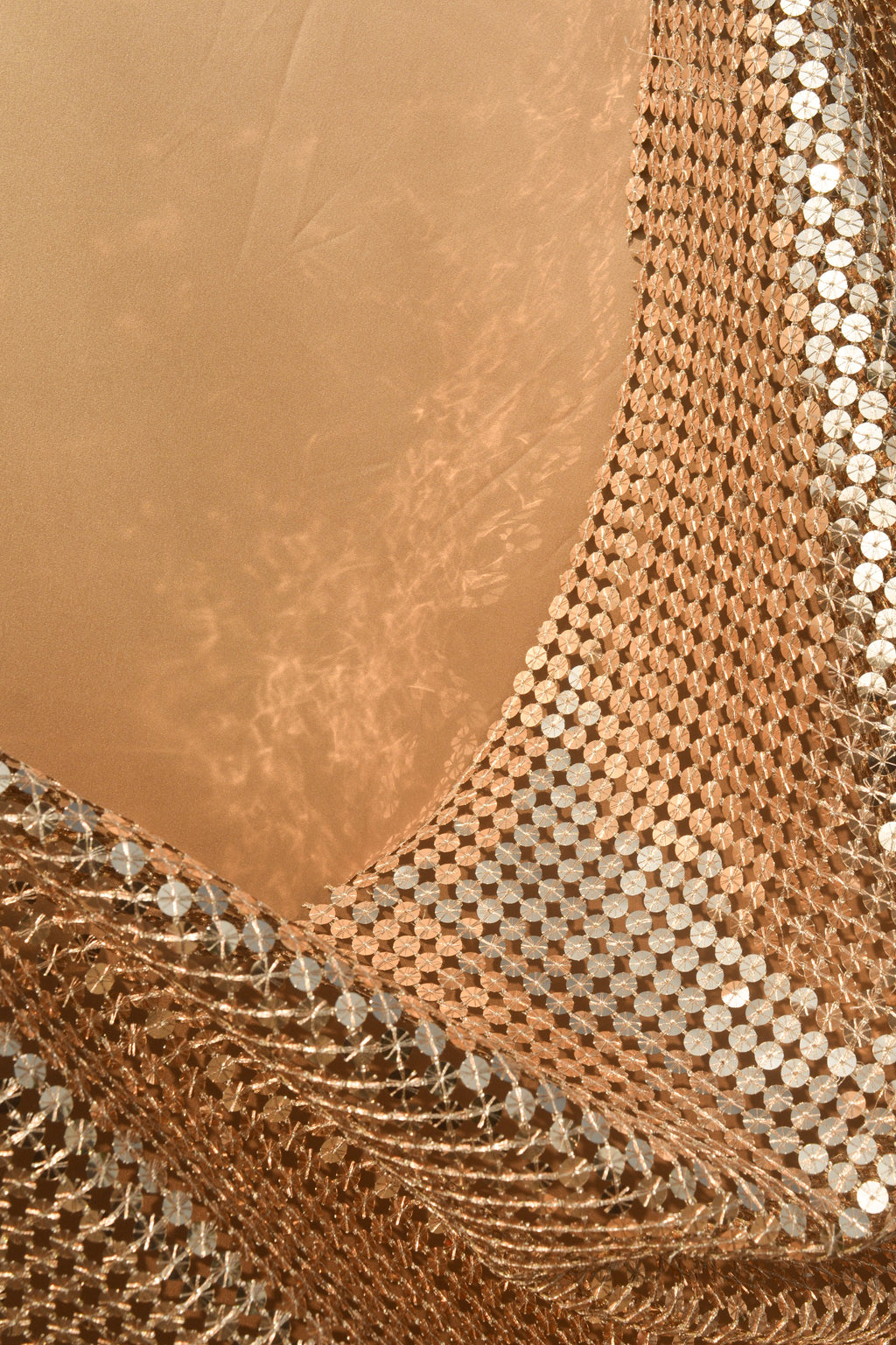 Interlocking Sequin Mesh Fabric: Metallic Sequin Web