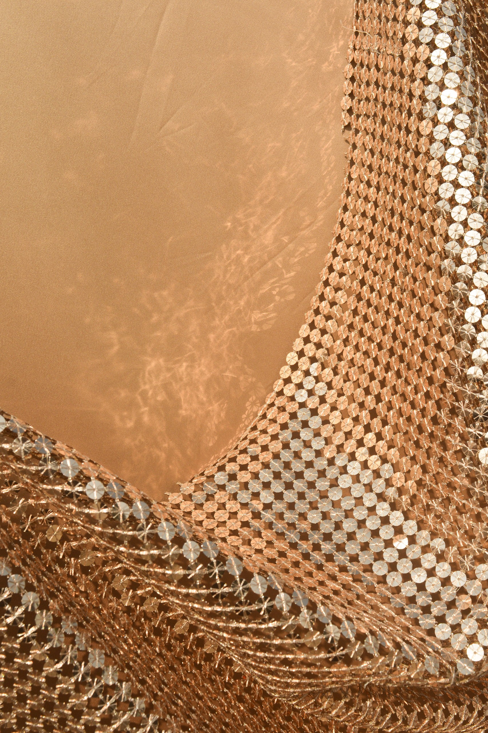 Interlocking Sequin Mesh Fabric: Metallic Sequin Web
