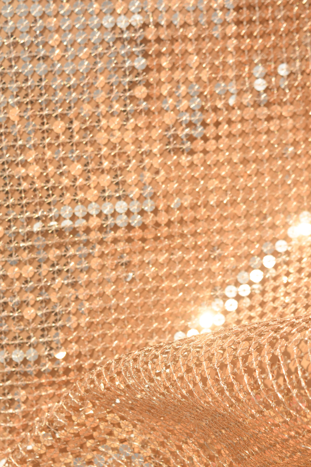 Interlocking Sequin Mesh Fabric: Metallic Sequin Web