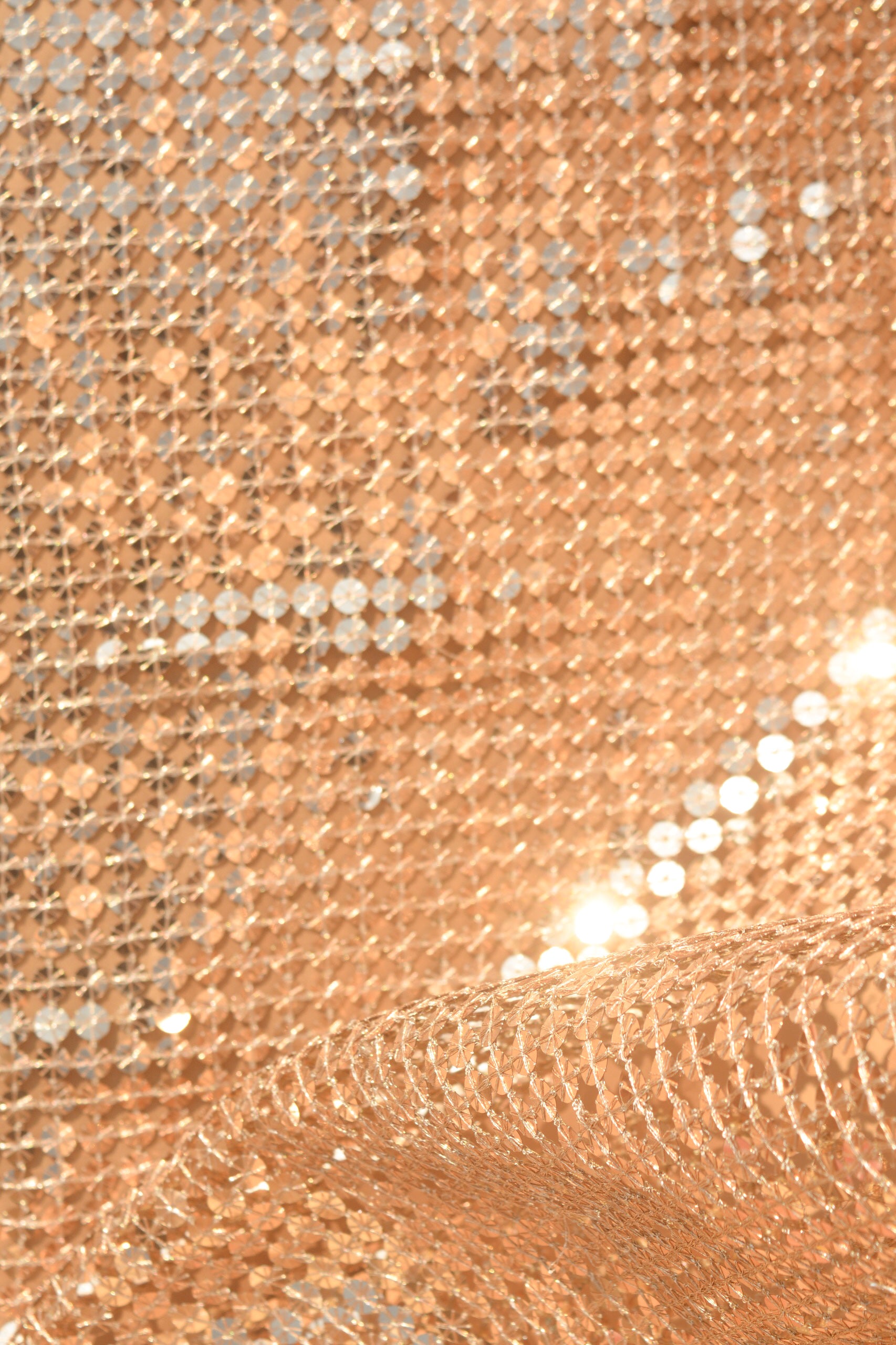 Interlocking Sequin Mesh Fabric: Metallic Sequin Web