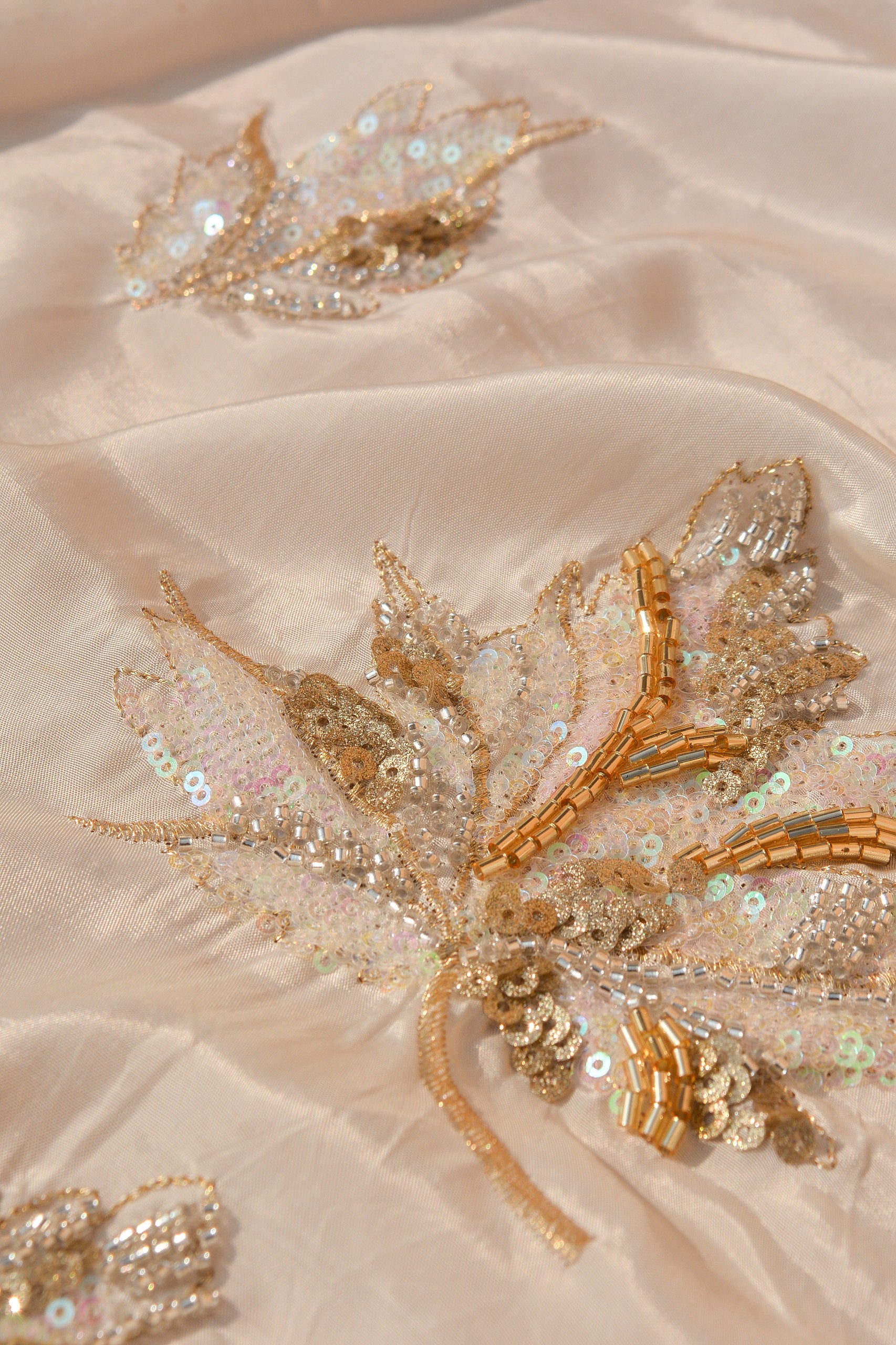 Pure Silk 3D Embroidered  (Dyeable)