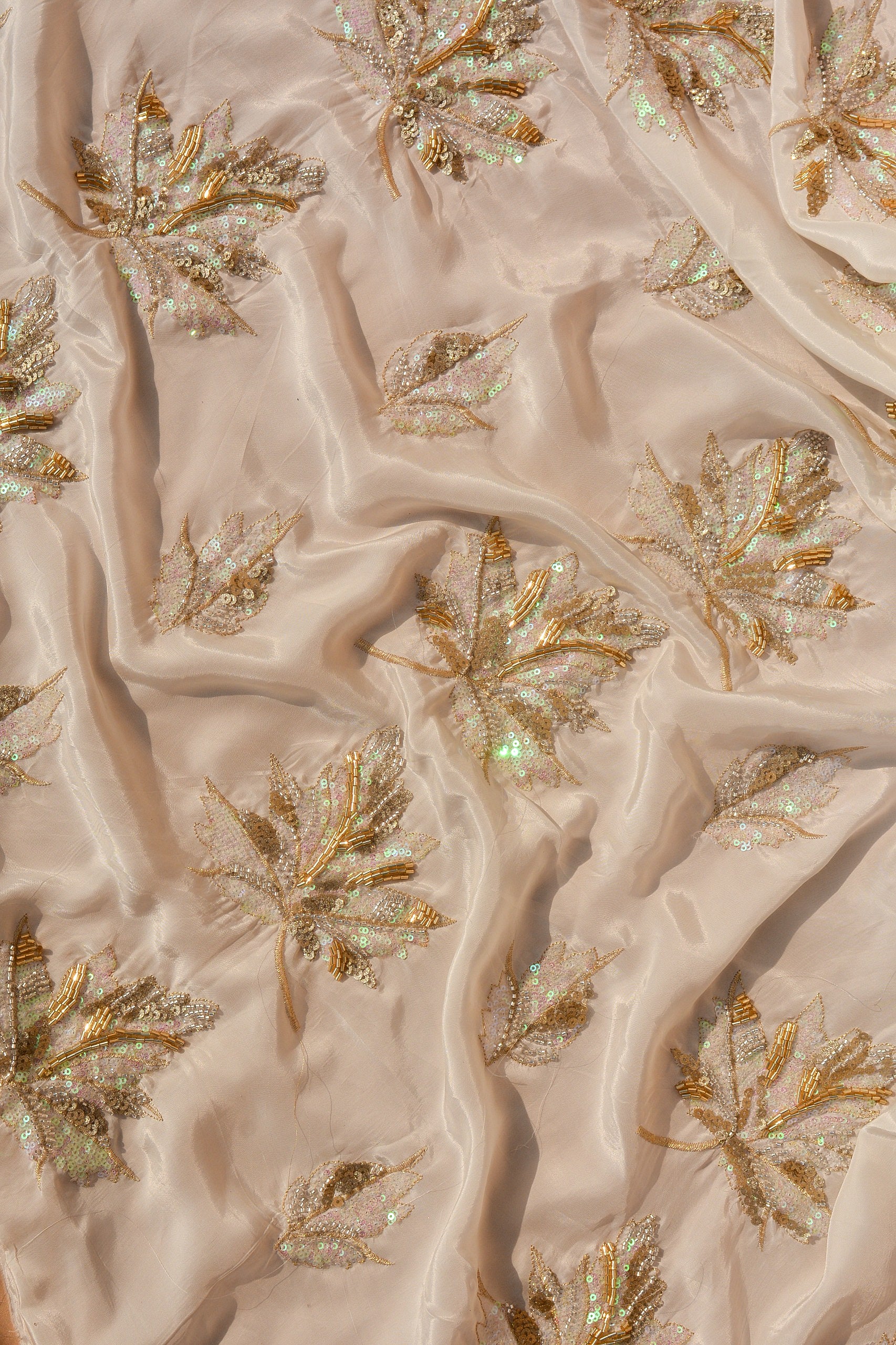 Pure Silk 3D Embroidered  (Dyeable)