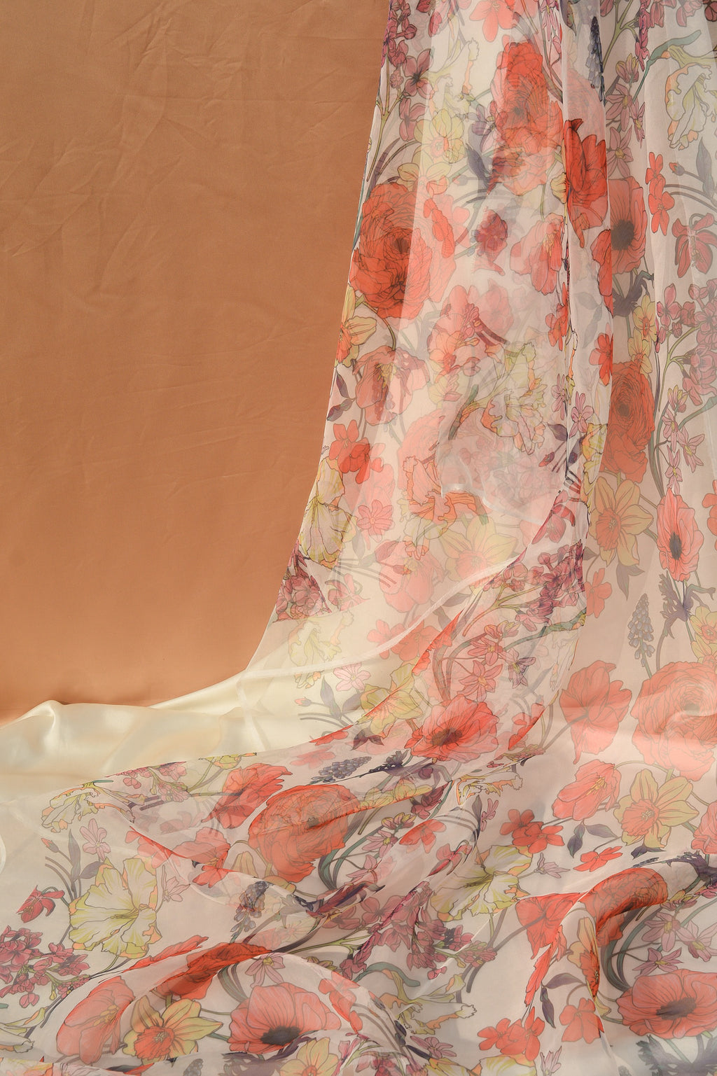 Printed Organza Semi-Sheer | Exotic Floral Design