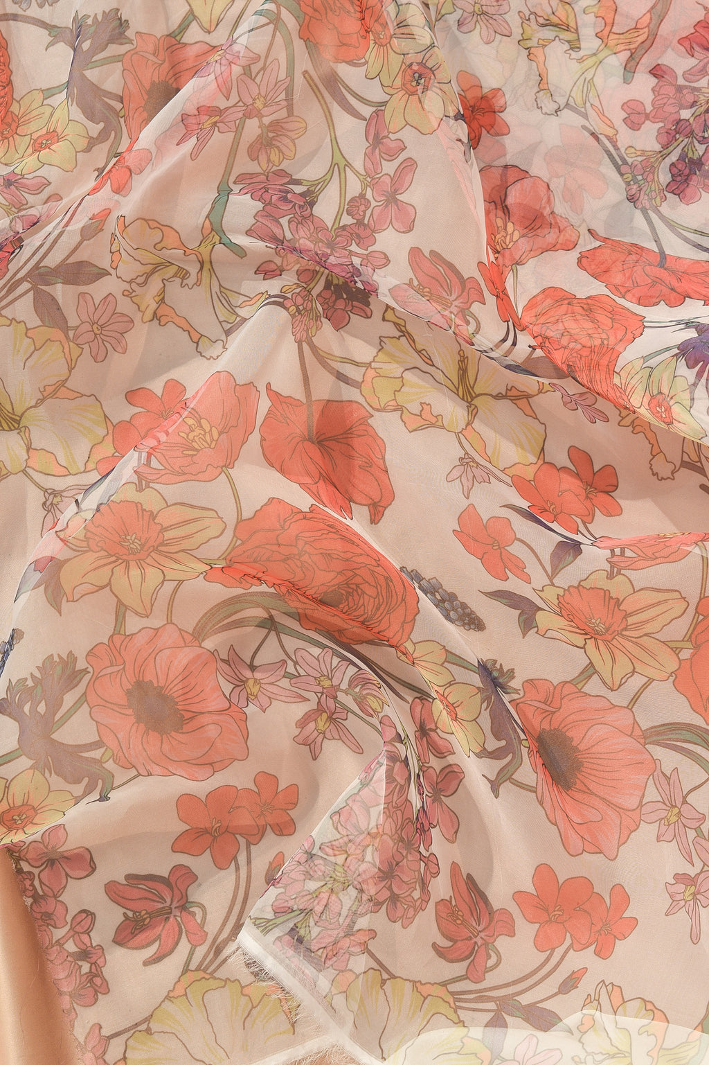 Printed Organza Semi-Sheer | Exotic Floral Design