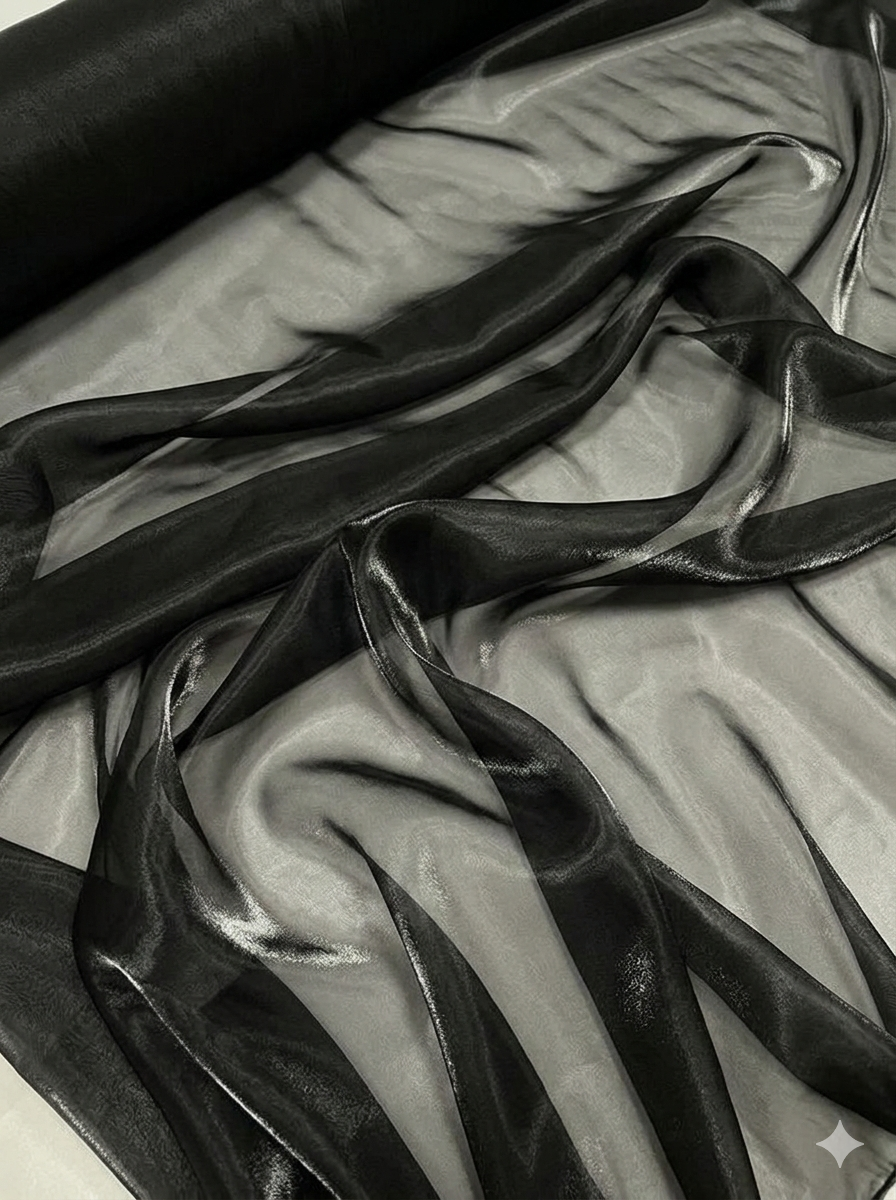 Liquid Organza: High-Gloss Reflective, Sheer Fabric