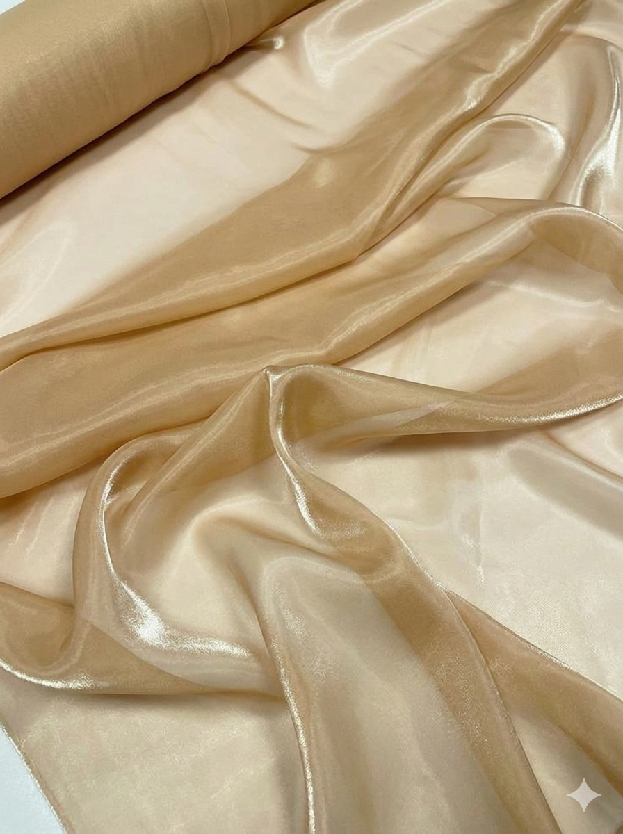 Liquid Organza: High-Gloss Reflective, Sheer Fabric