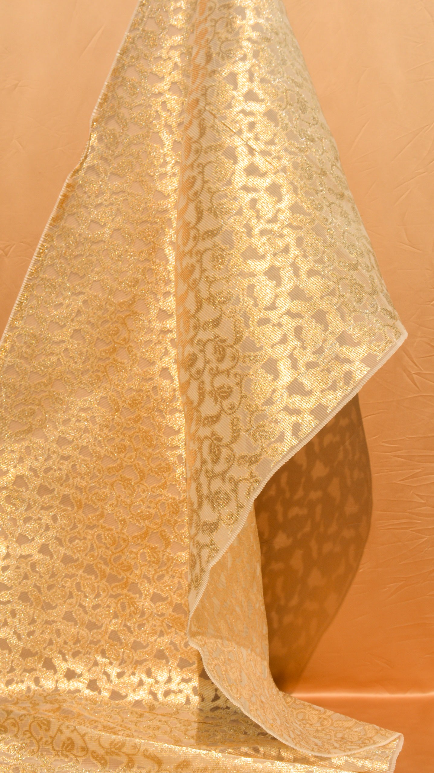 Lurex-Infused Plissé Crinkle Chiffon