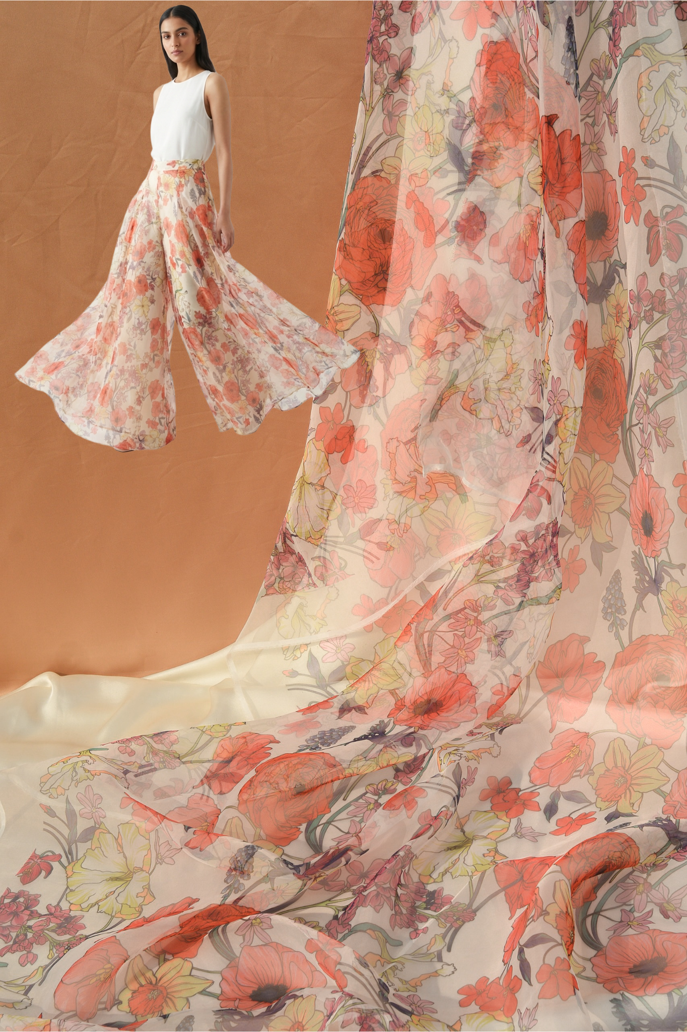 Printed Organza Semi-Sheer | Exotic Floral Design