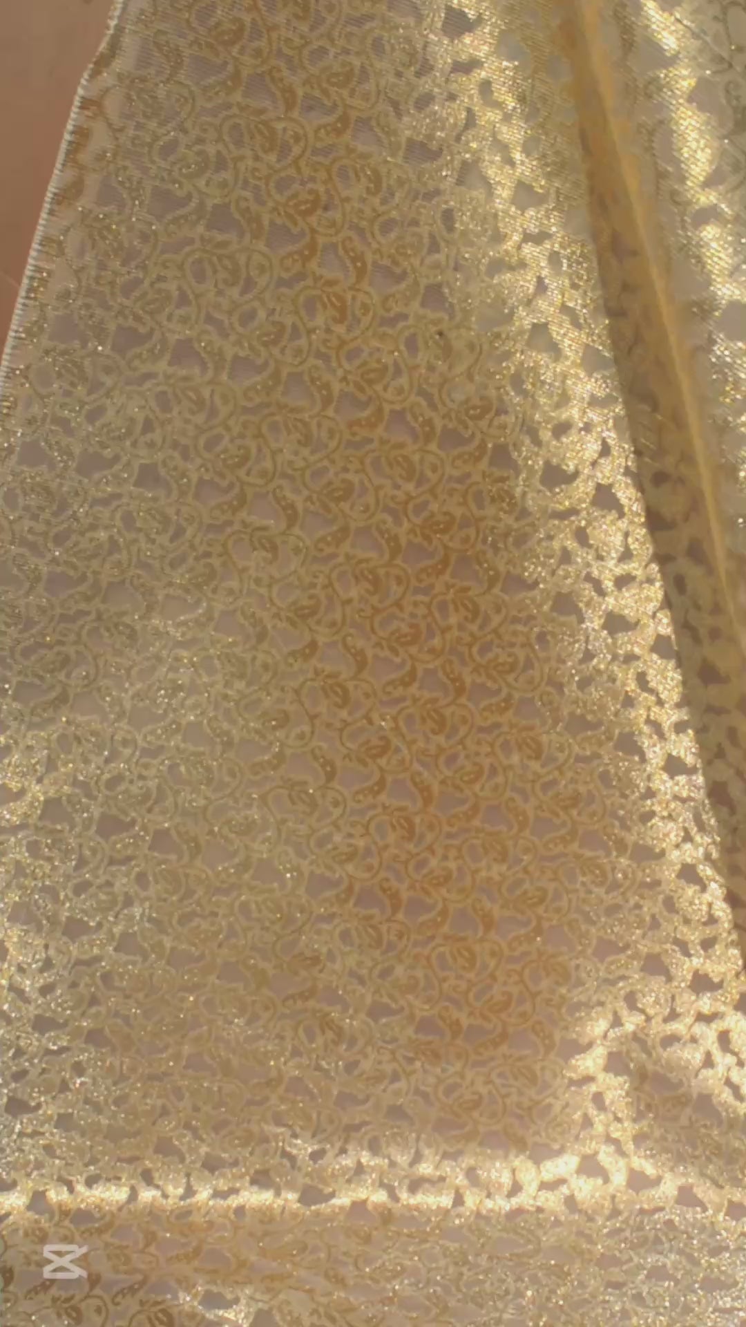 Lurex-Infused Plissé Crinkle Chiffon