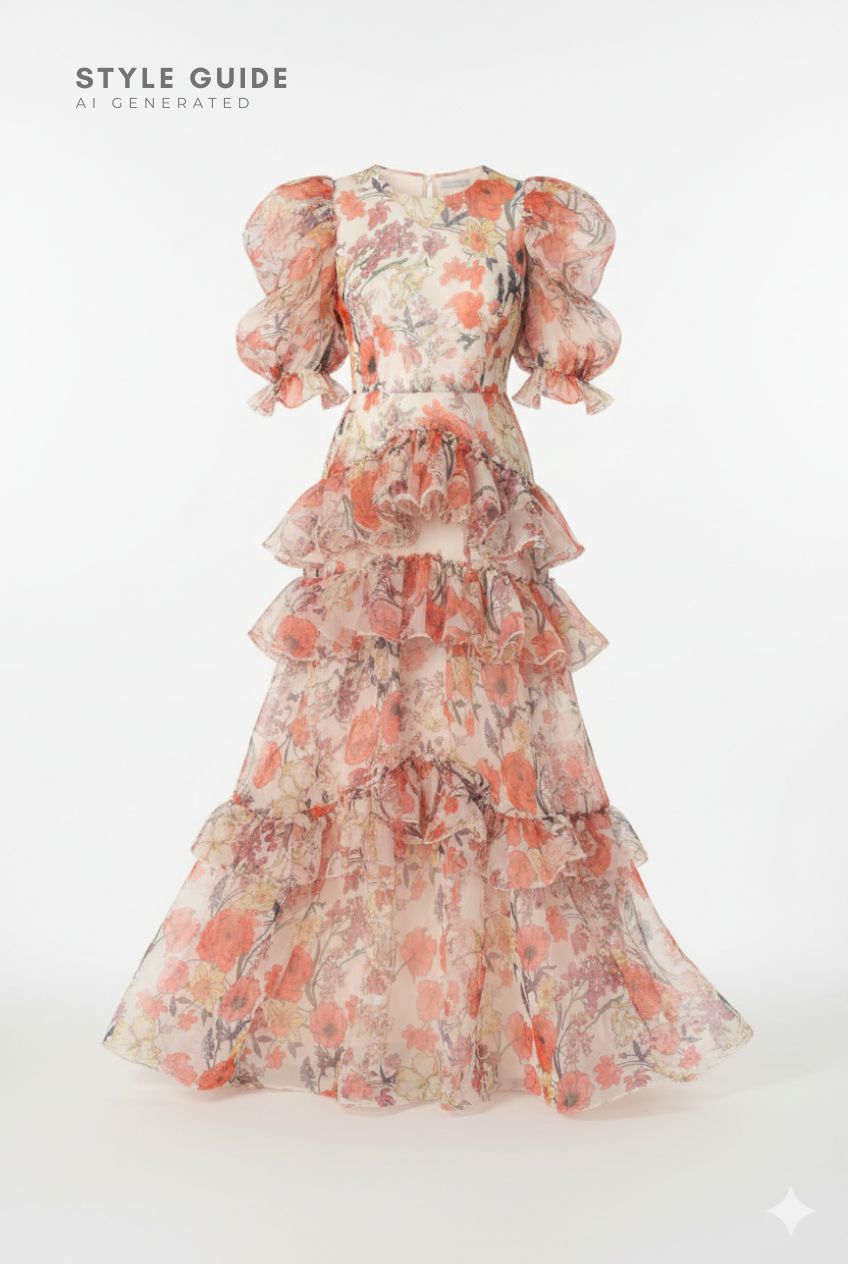 Printed Organza Semi-Sheer | Exotic Floral Design