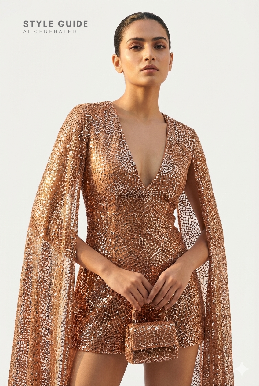 Interlocking Sequin Mesh Fabric: Metallic Sequin Web