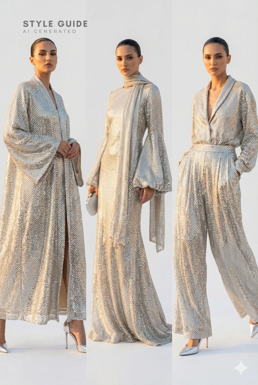 All-Over Sequin Embroidery on Chiffon Fabric  (42" Width)