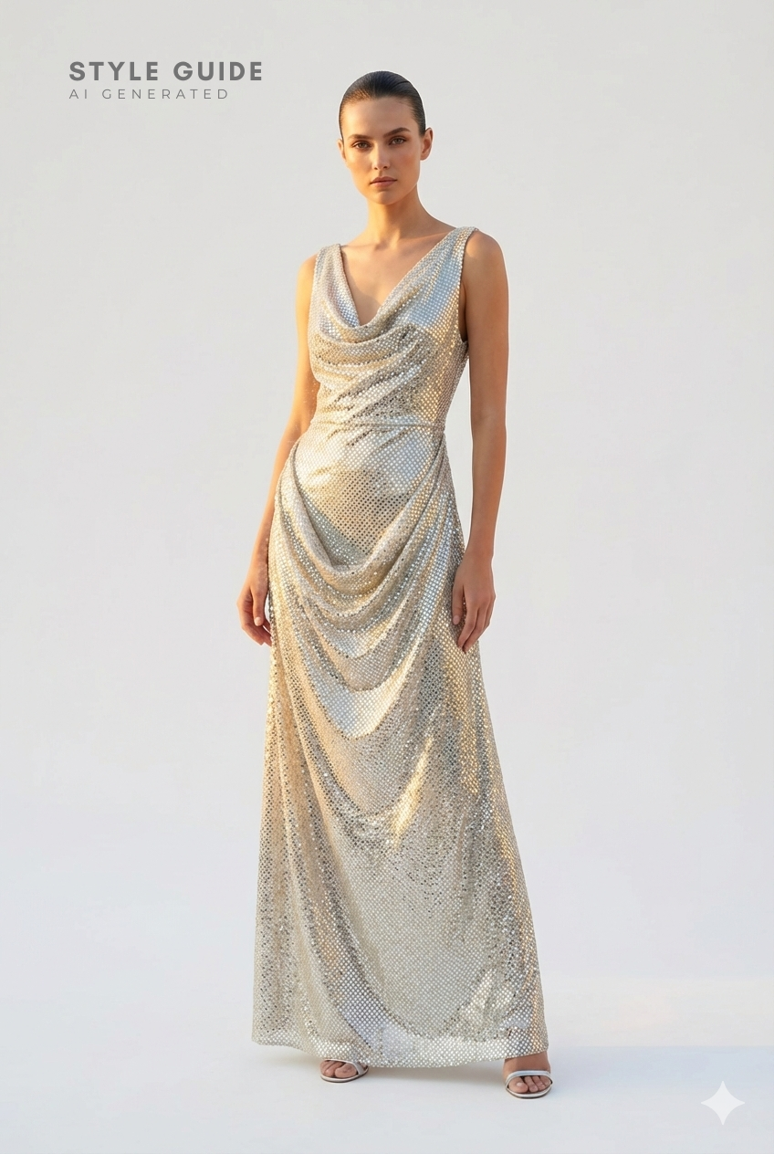 All-Over Sequin Embroidery on Chiffon Fabric  (42" Width)