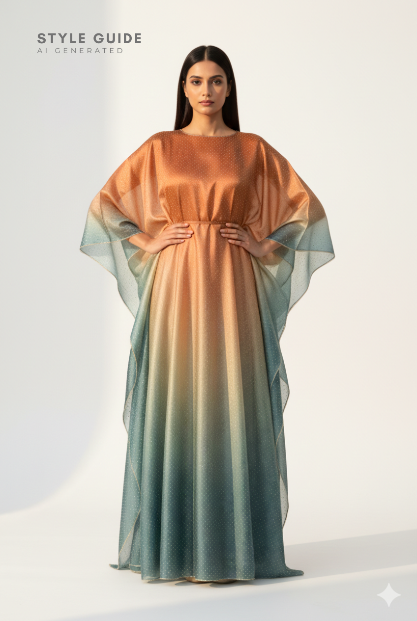 Gradient Organza Silk: Tri-Shade Ombré, Crystal-Studded Silk Blend